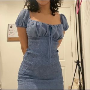 Ribbed Milkmaid Ruched Dress